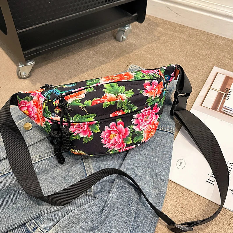 Stylish Floral Chest Bag | Unisex Crossbody Waist Bag for All