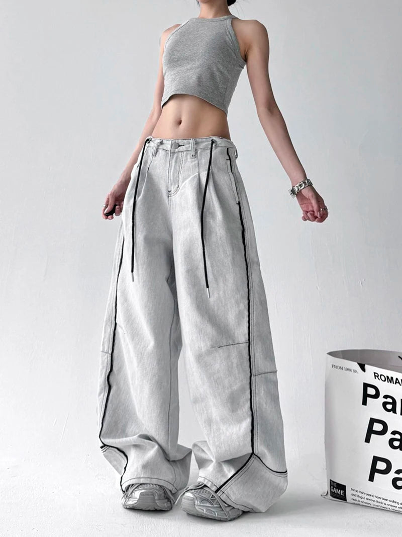 Vintage Wide Leg Denim Jeans for Women | Retro Streetwear Style 2026