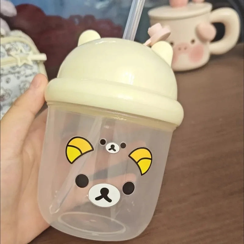 Cute Mini Plastic Straw Cup | Large Capacity Water Cup for Students