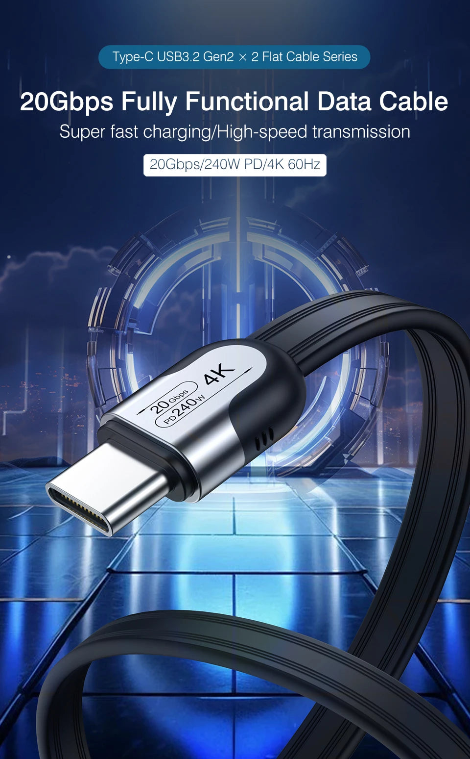 20Gbps USB-C Data Cable for Fast Charging & Data Transfer