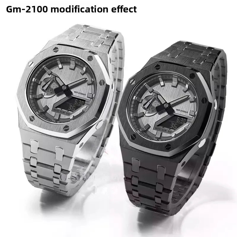 Stainless Steel Watch Case & Strap Replacement Kit | Modern Look