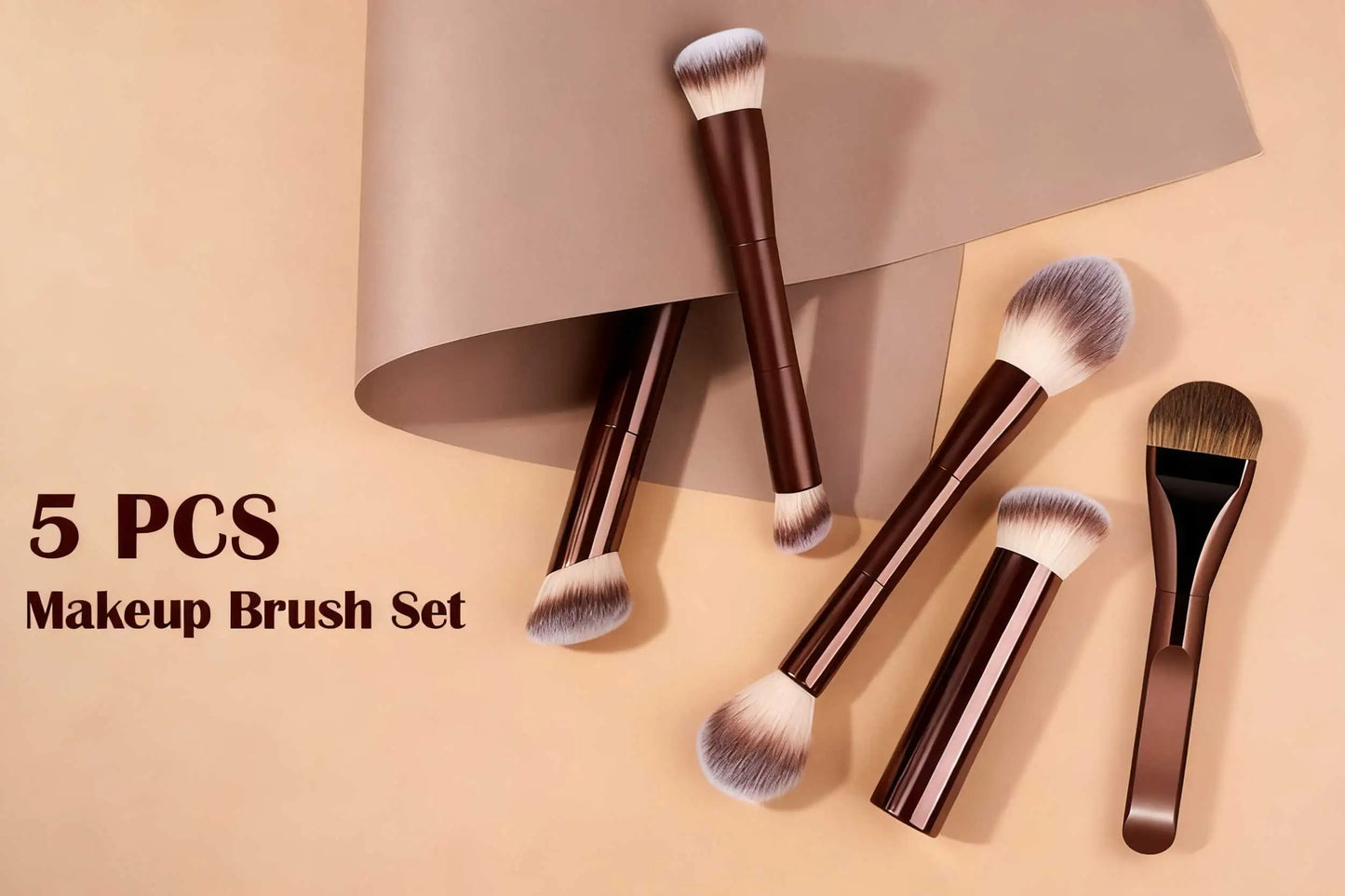 5 PCS Double-Ended Kabuki Makeup Brush Set | Perfect for Blending 2026