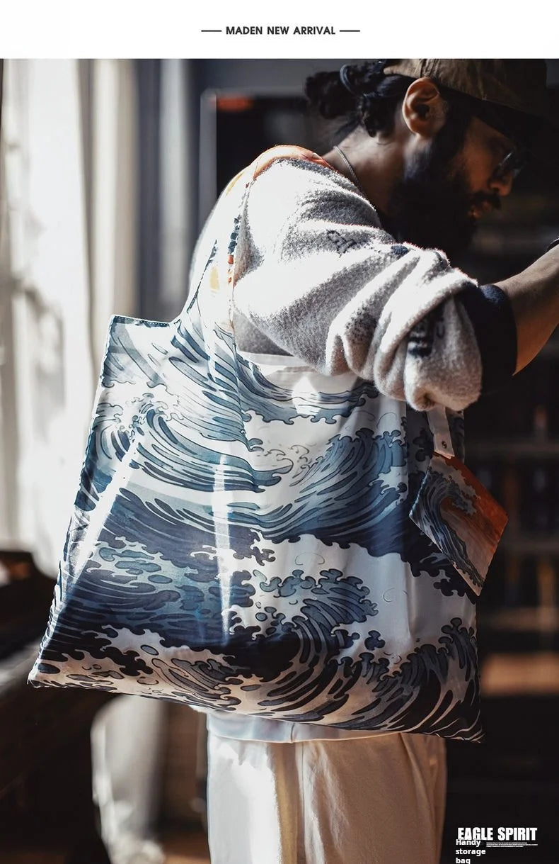 Foldable Tribal Print Tote Bag | Stylish Large Capacity Travel Bag