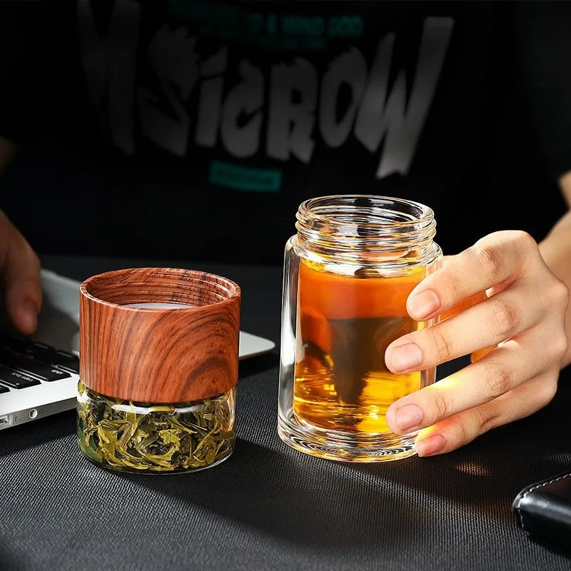 Eco-Friendly Double Glass Water Bottle with Infuser | Stylish Drinkware