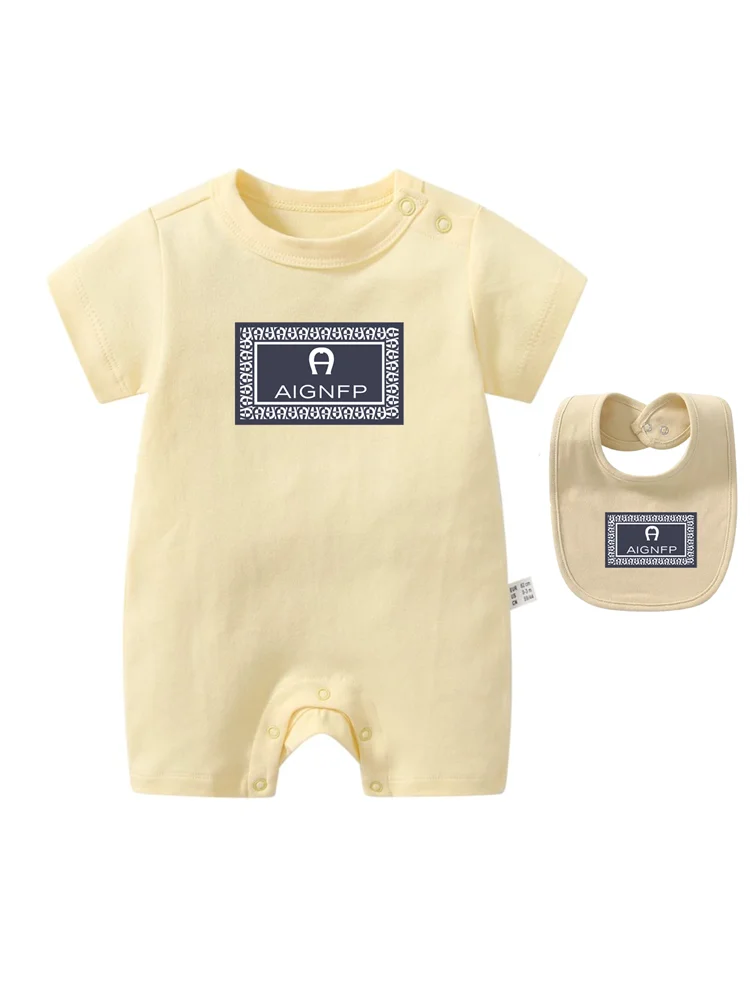 Colorful Newborn Baby Boys Rompers & Bib Scarf Set | Summer Style