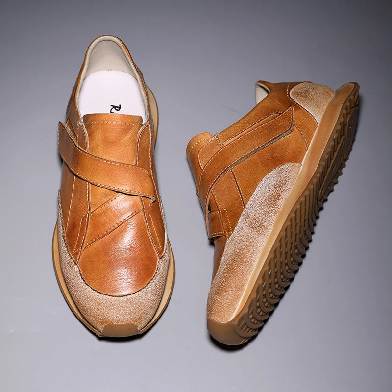 Handcrafted Men's Retro Casual Sneakers | Calf Leather Sneakers
