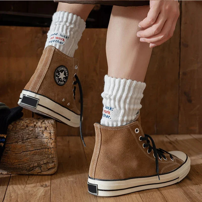 Men's Vintage Letter Medium Tube Socks | Thick Sports Comfort