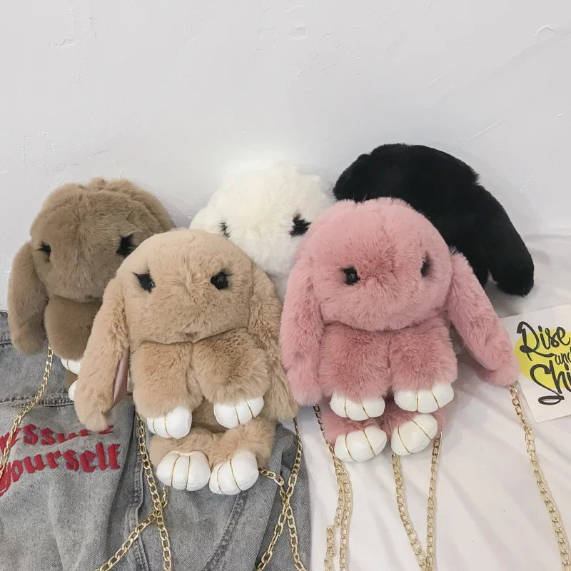 Bonito bolso bandolera de conejo de peluche | Encantador diseño cruzado