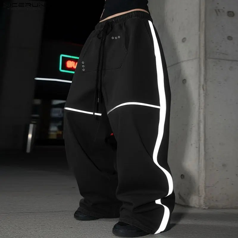 Men's Patchwork Joggers | Stylish Wide Leg Drawstring Pants