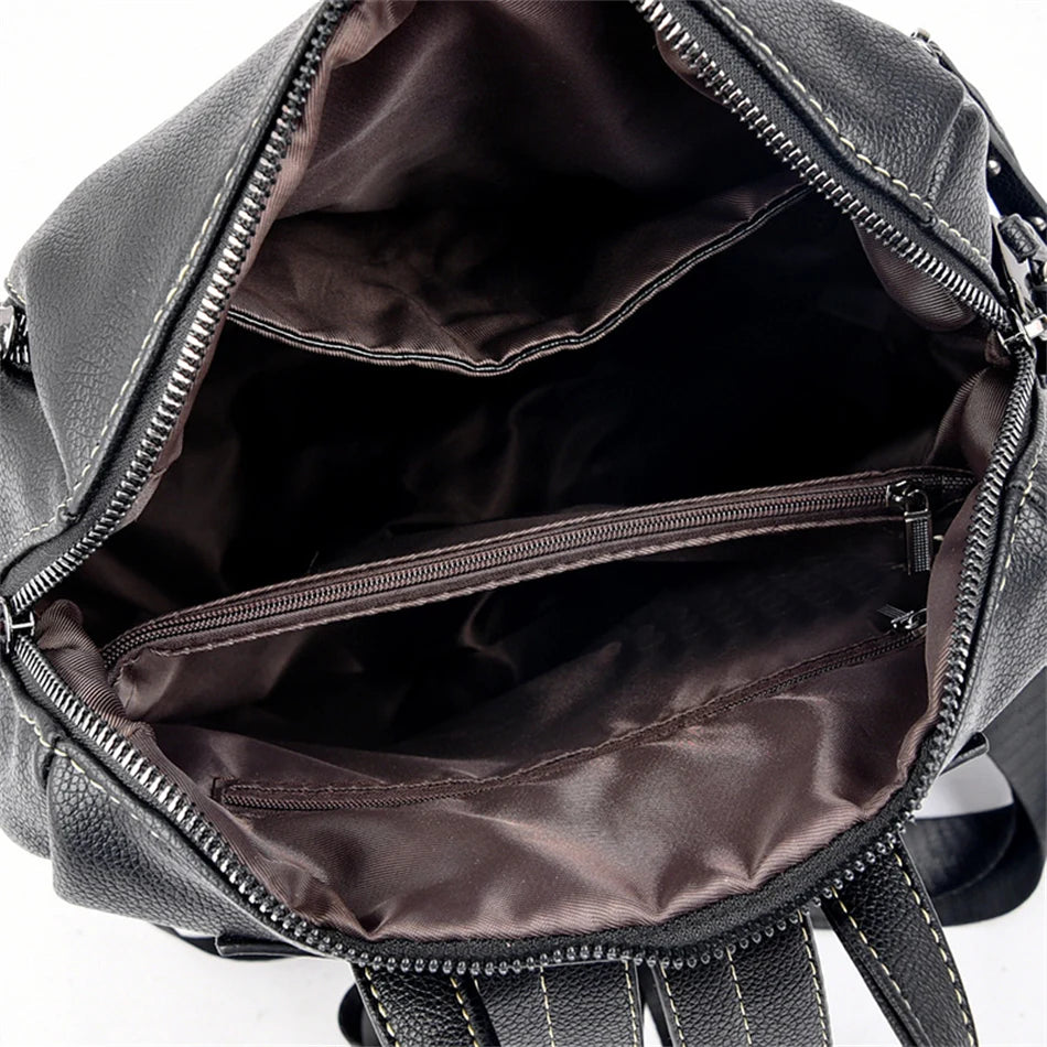 Mochila de cuero impermeable elegante para estudiantes jóvenes | Duradera y a la moda