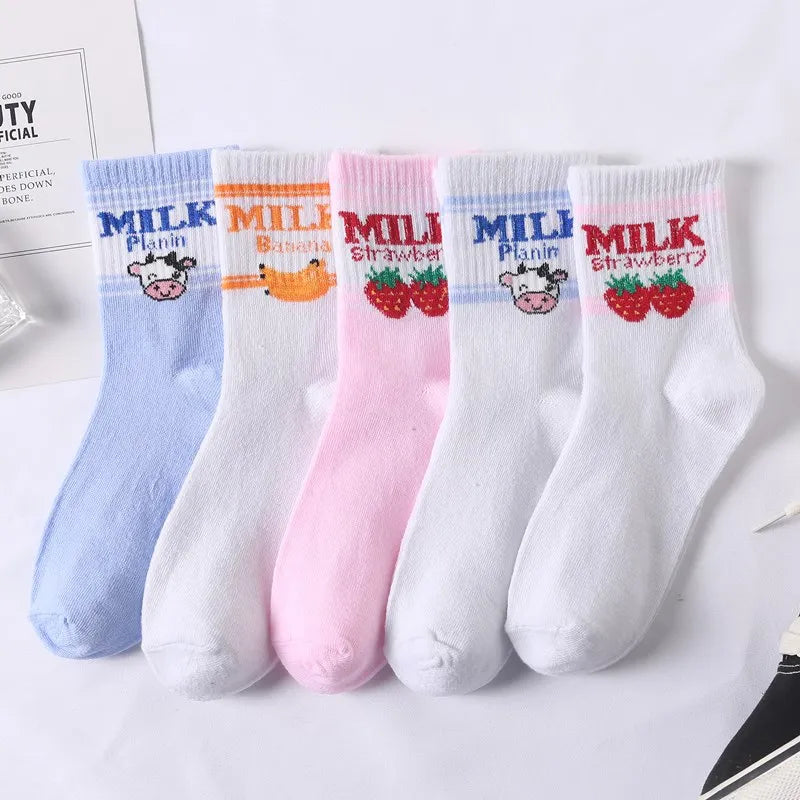 Cute Women Fruit Print Socks Set | Kawaii Casual Accessories