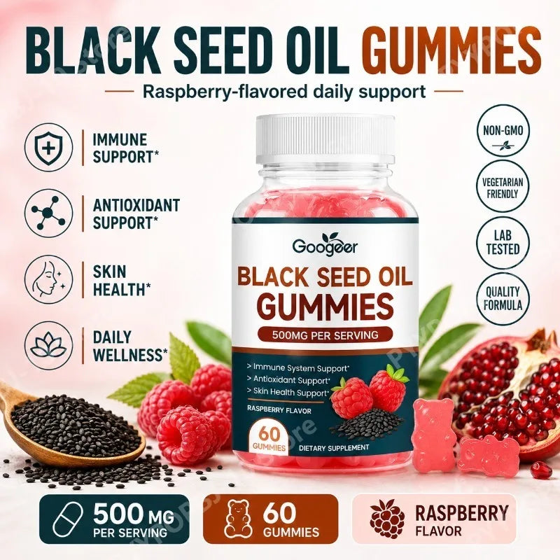 Daily Wellness Black Seed Oil Gummies with Zinc - Raspberry Flavor