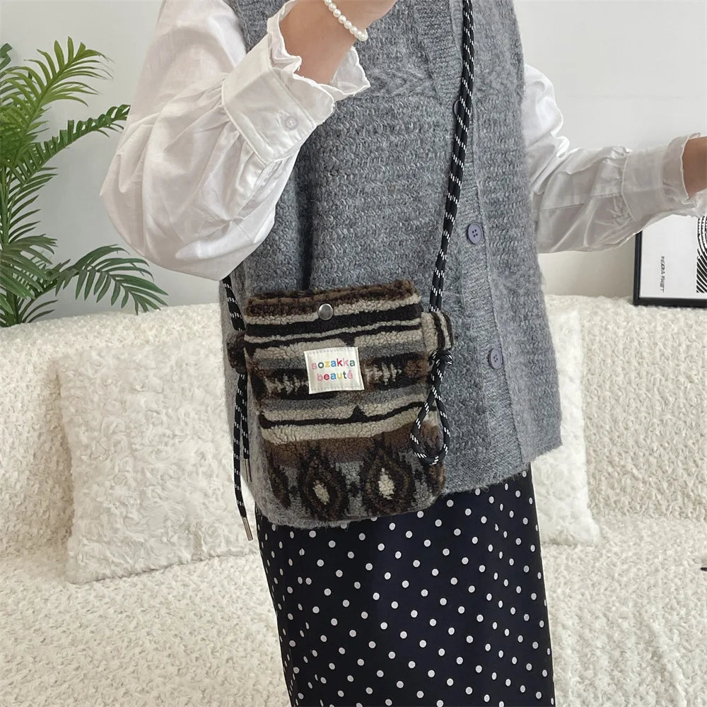 Cute Plush Dot Crossbody Bags for Women | Portable Shoulder Bag
