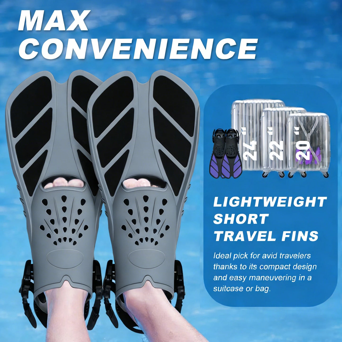Adjustable Snorkel Fins | Lightweight Swimming Flippers for Adults