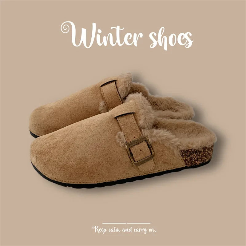 Cozy Winter Fur Clogs Slippers for Women | Plush Indoor/Outdoor