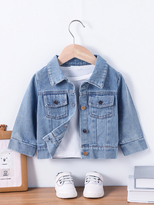 Chaqueta de mezclilla para niños con cuello | Prenda cómoda para el uso diario