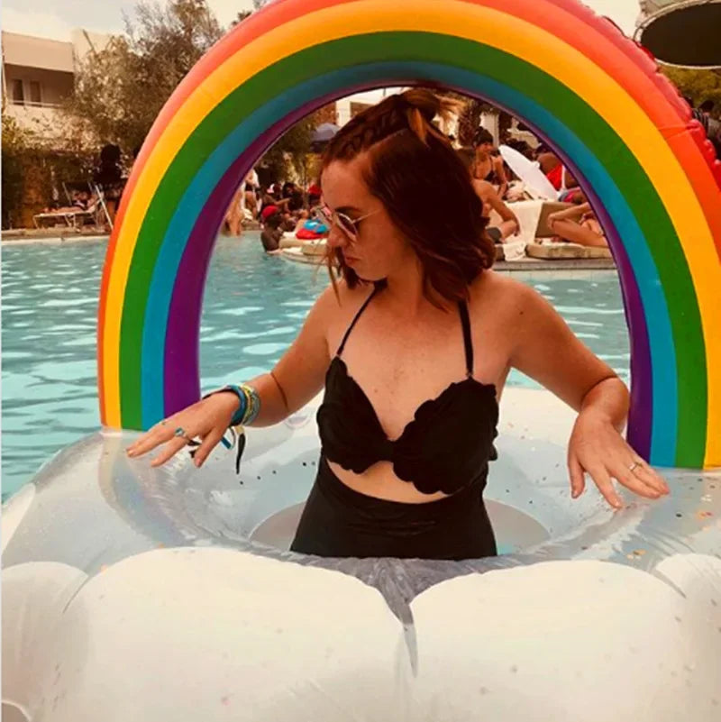 Rainbow Inflatable Swimming Ring | Fun Pool Float for All Ages