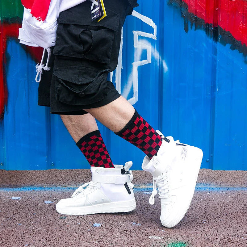 Men's Checkerboard Hip Hop Socks | Trendy Street Sports Accessories