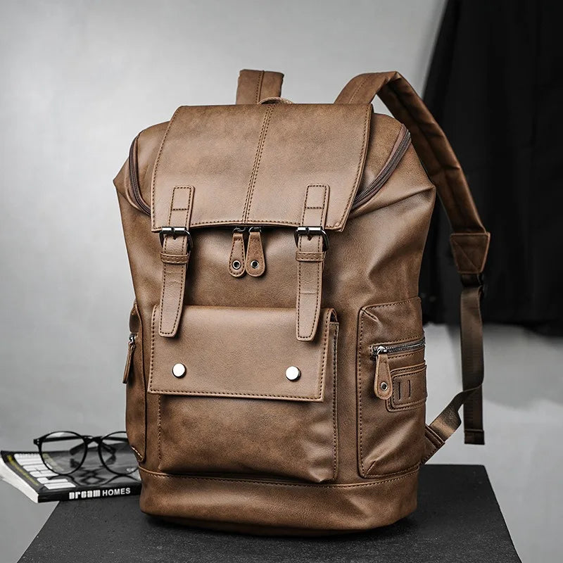 Vintage Luxury PU Leather Backpack | Large Capacity Laptop Bag