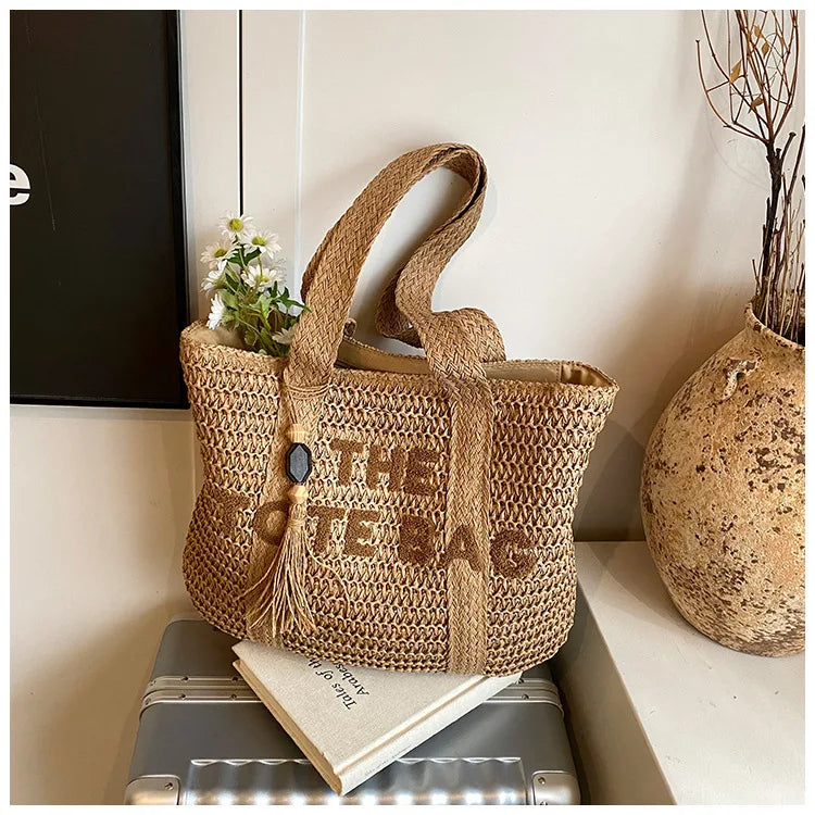 Hand-Woven Summer Handbags | Large Capacity Tote with Tassel