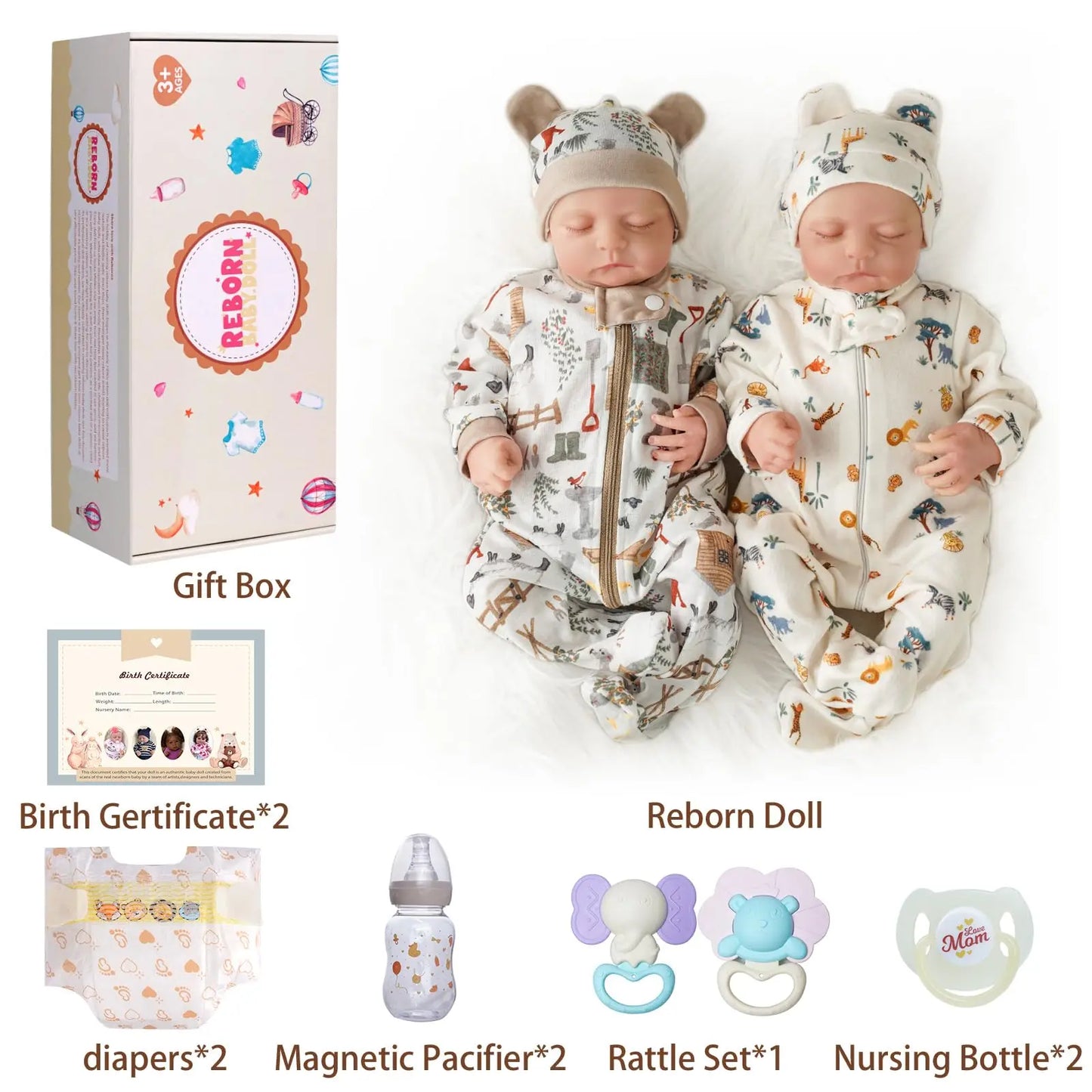 Bebés Reborn Gemelos de 20 Pulgadas | Juego de Muñecos Realistas
