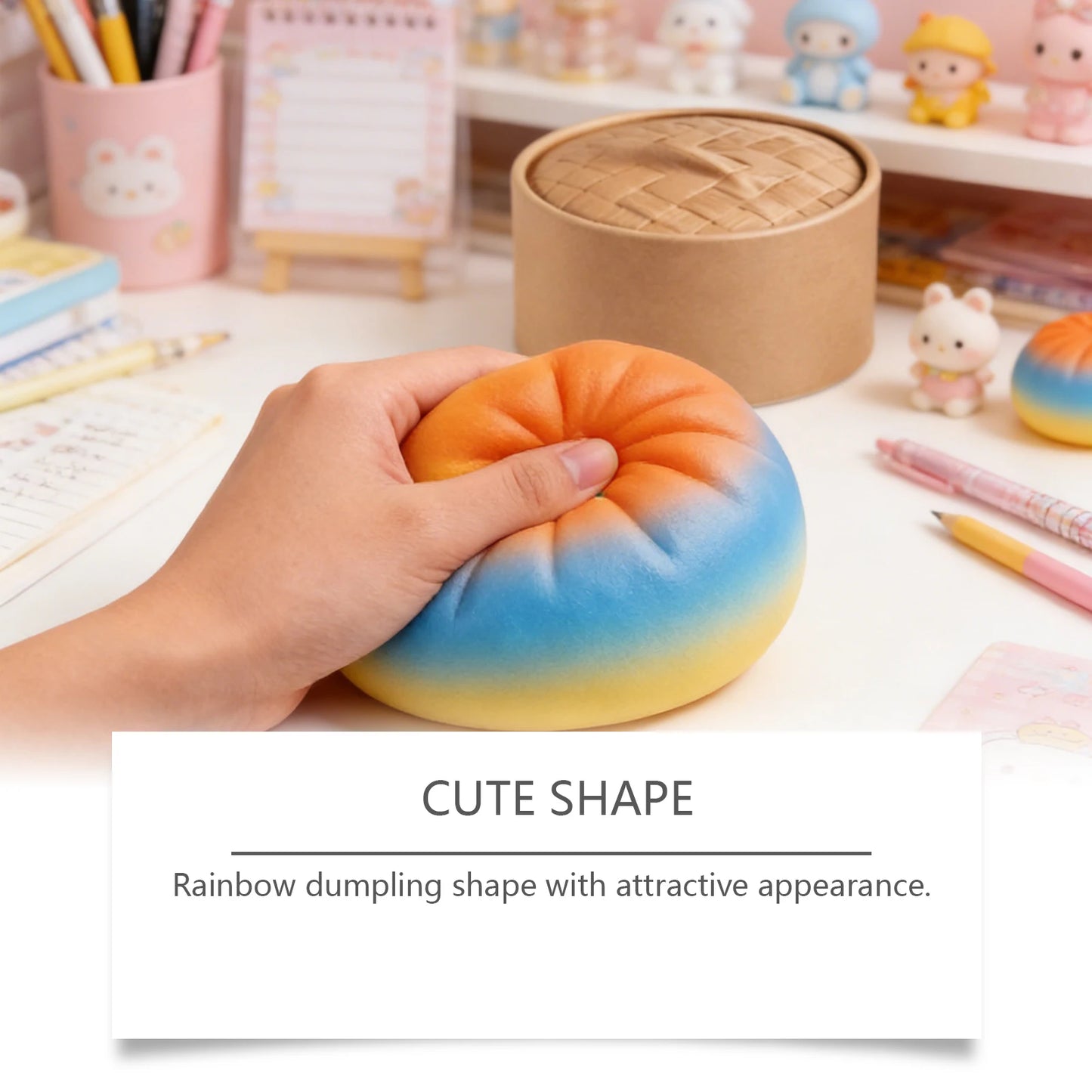 Steamed Bun Stress Ball Colorful Slow-Rise Squeeze Toy Decompression Toy Soft Anti-Stress Ball for Hands Dumpling Stress Ball