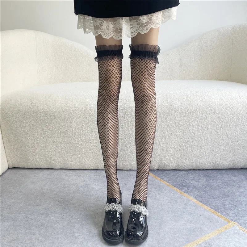Women's Sexy Lace High Thigh Bow Stockings | Stylish Over-The-Knee