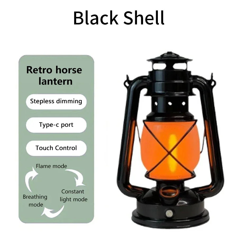 Linterna portátil vintage | Luz de camping recargable con 3 modos
