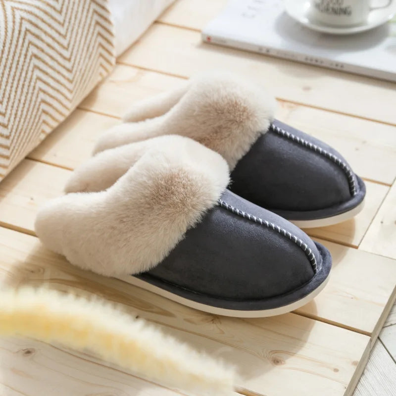 Women's Luxury Faux Suede Plush Slippers | Cozy Winter House Shoes