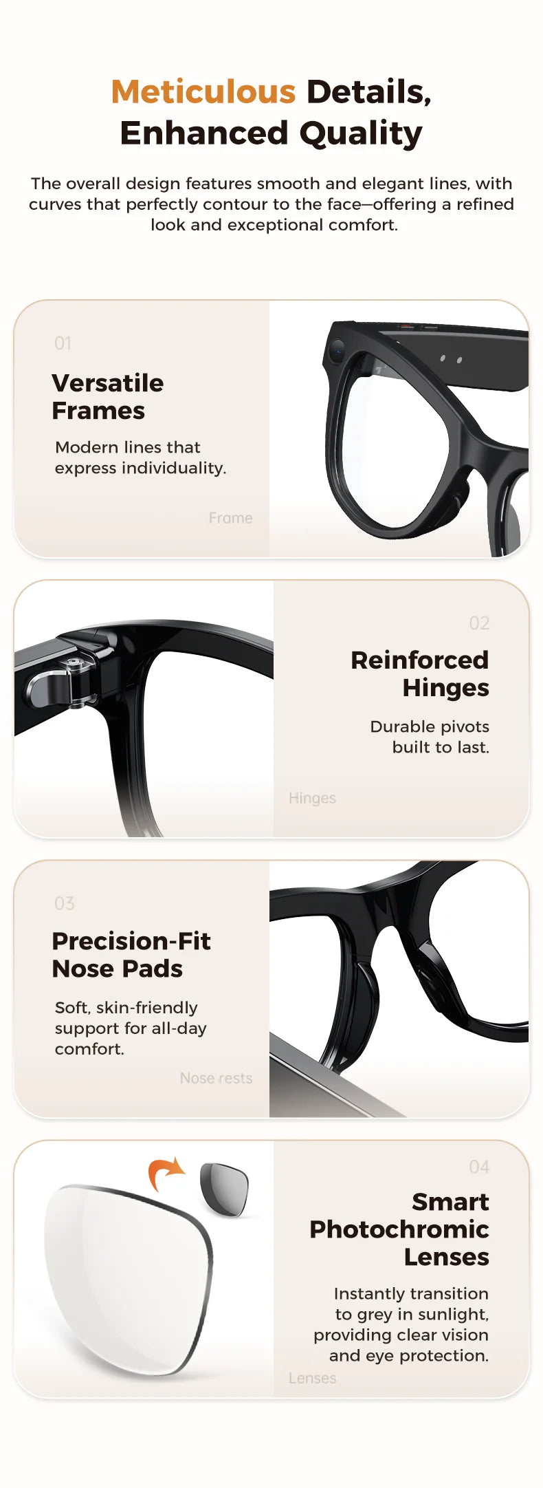 Large Capacity Smart Glasses with Translation & Recording Features