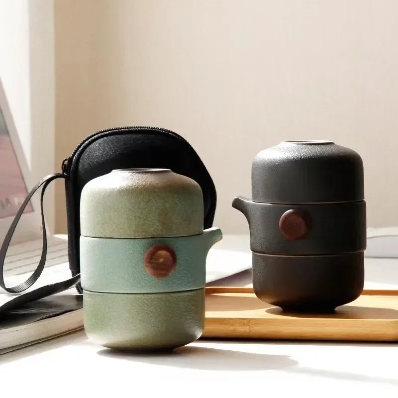 Japanese-Style Handmade Ceramic Teapot Set for Home & Travel