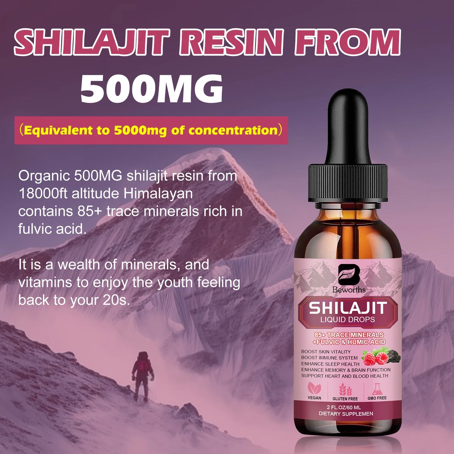 Shilajit Liquid Drops | Fulvic Acid & 85+ Trace Minerals