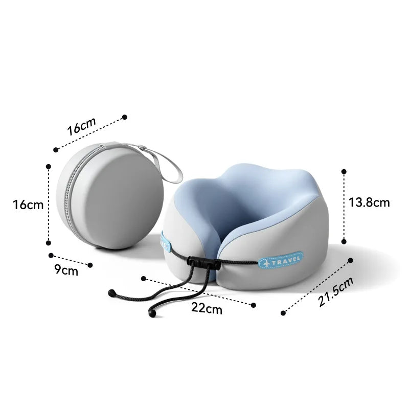 Portable Memory Foam Travel Neck Pillow — U-Shape Comfort Support Cushion for Airplane, Office & Home Rest