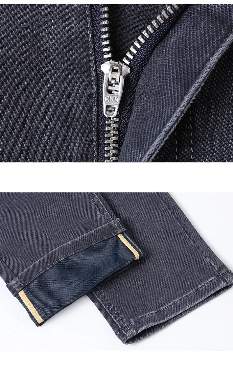 Men's Gray Jeans | Classic Straight Fit Casual Denim Trousers