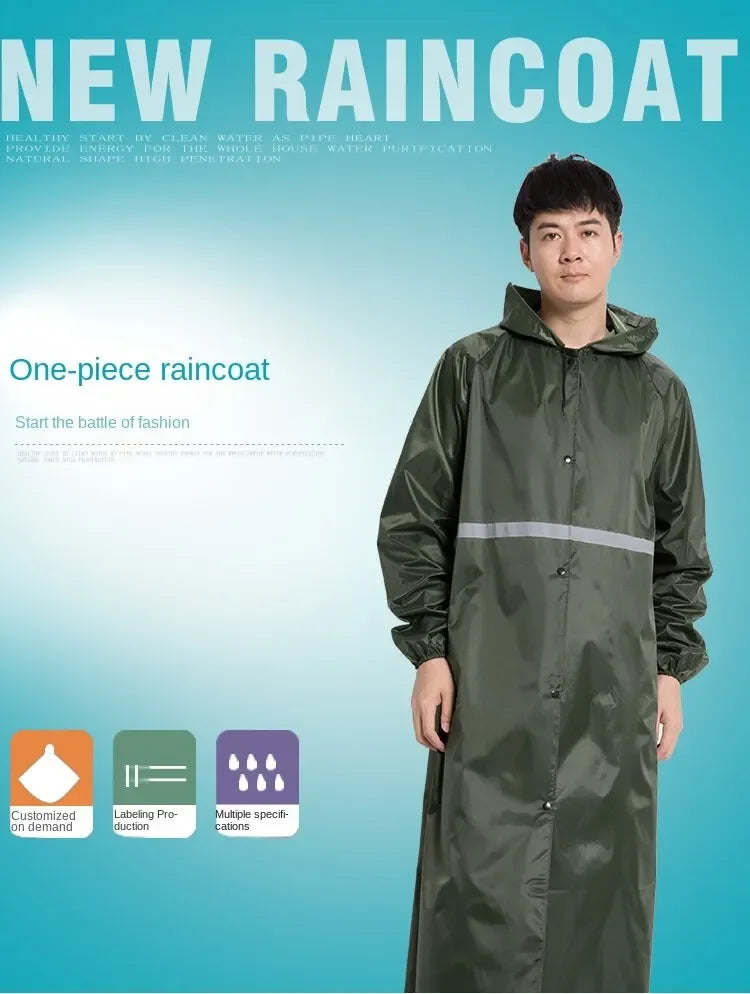 Waterproof Windproof One-Piece Long Raincoat for Adults