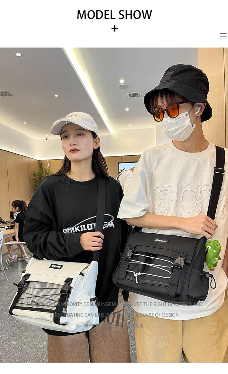 Bolso cruzado de nailon elegante para adolescentes | Bandolera multibolsillos
