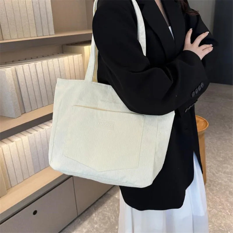 Stylish Women's Corduroy Shoulder Tote Bag | Large Capacity Handbag