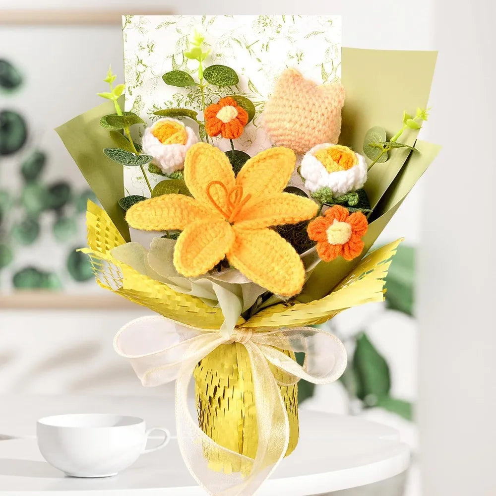 Knitted Flowers Bouquet | Beautiful Crochet Tulips & Daisies