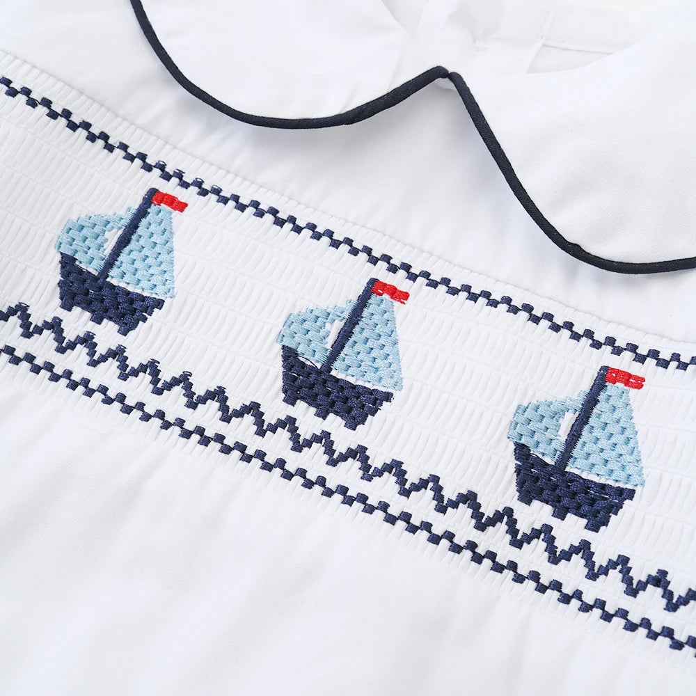 Stylish Boys Boat Smocked T-shirt Set | Trendy Infant Summer Outfit