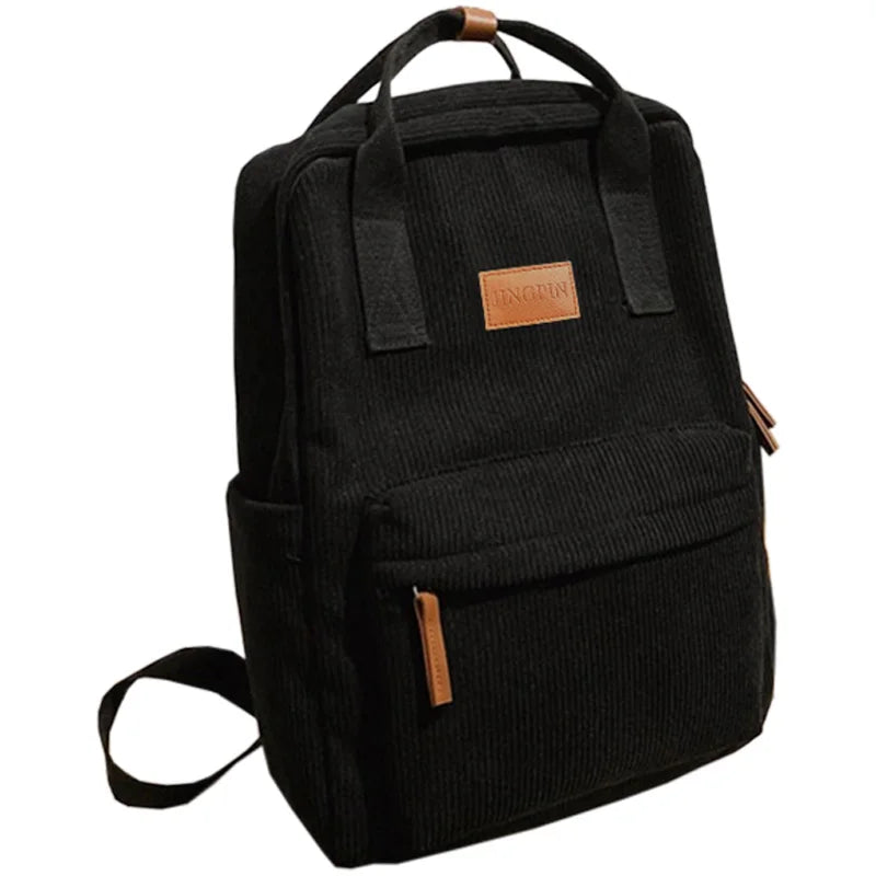 Trendy Multi-Color Corduroy Backpack | Casual Versatile School Bag