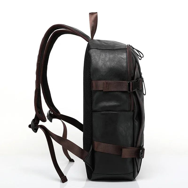 Vintage Men's PU Leather Backpack | Stylish Travel & School Bag