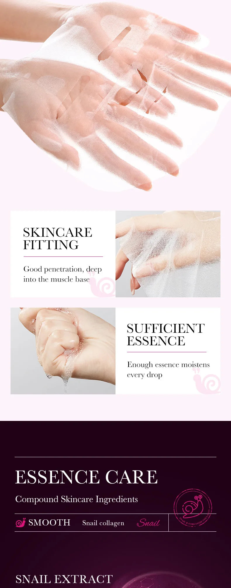 5pcs Snail Collagen Face Masks | Firming & Hydrating Skin Care