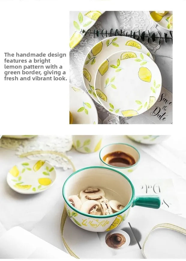 Japanese Style Ceramic Dining Set | Elegant Lemon Collection