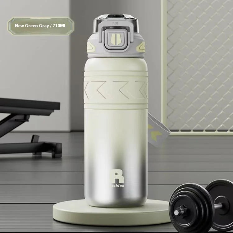 Large-Capacity Sports Straw Water Bottle | Portable Stainless Steel Cup