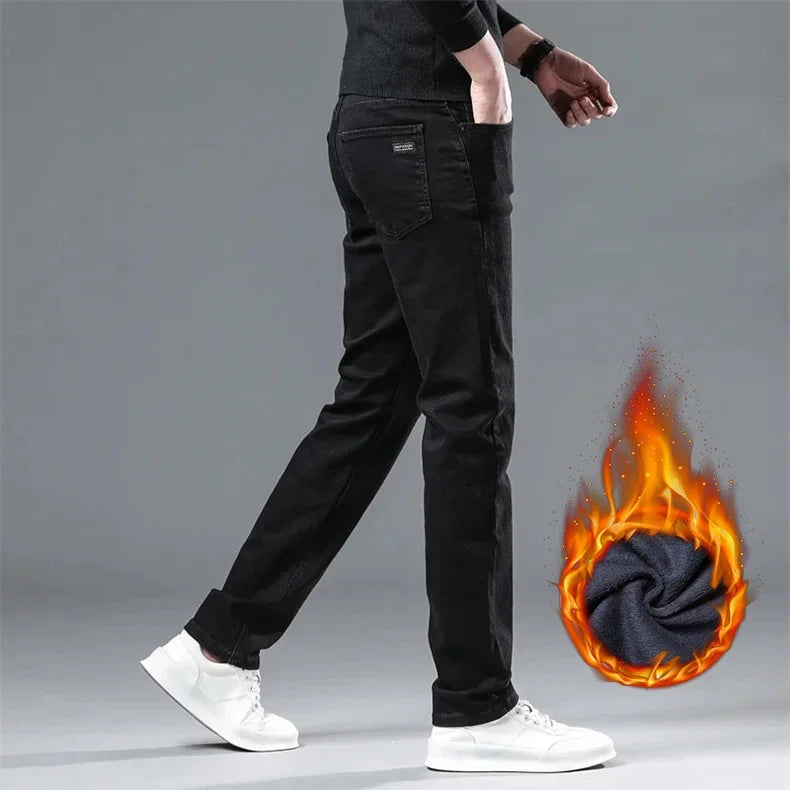 Men's Winter Velvet Pants | Warm Fleece-Lined Denim Jeans