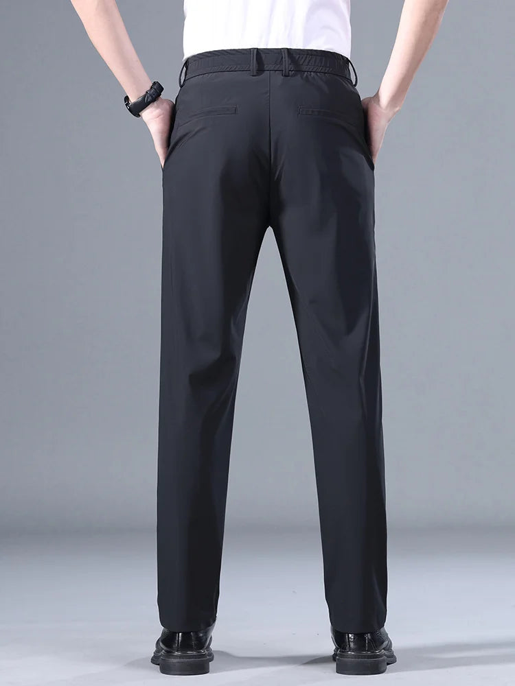 Men's Summer Stretch Smooth Trousers | Casual Business Pants