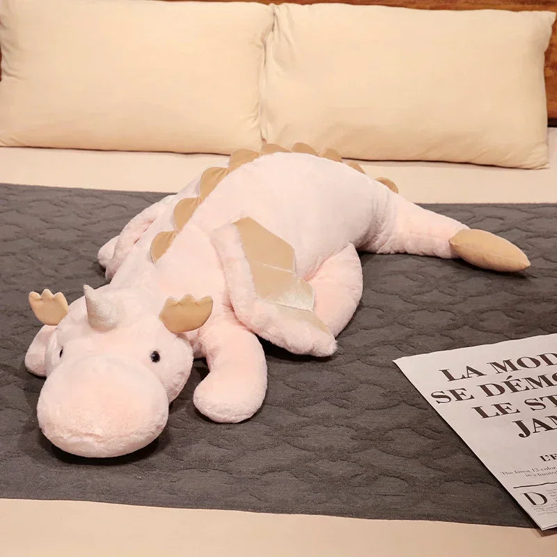 Giant Dragon Plushie Toy | Soft Snow Dragon Stuffed Dinosaur Pillow