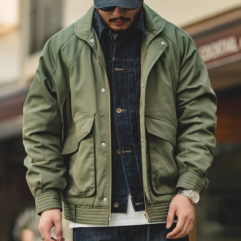 Men's Vintage Pilot Jacket | Thick Warm Cotton Bomber for Winter