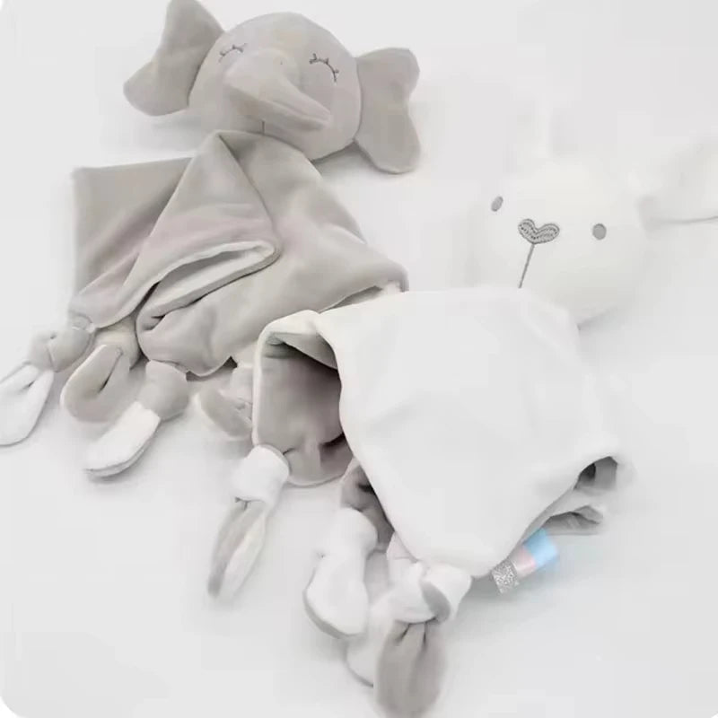 Cute Elephant Plush Teether Rattle for Newborns | Soft Blanket Toy