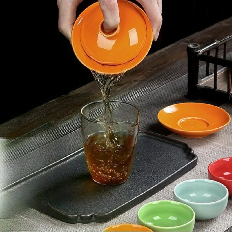 Handmade Ceramic Porcelain Gaiwan Teaware Set | Perfect for Kung Fu Tea